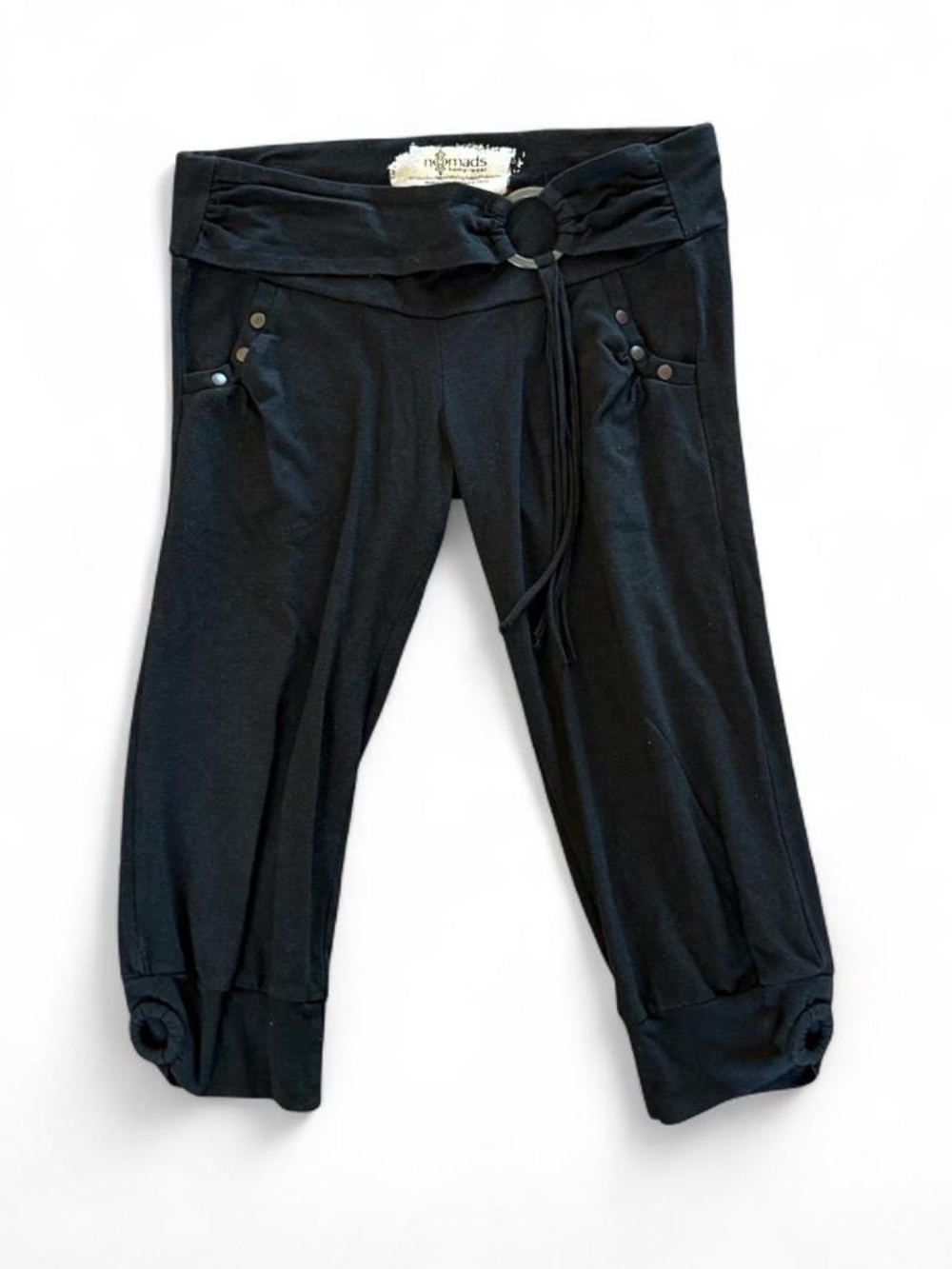 Nomads Hempwear Women’s Black Harem Pants Relaxed Tapered Pockets S